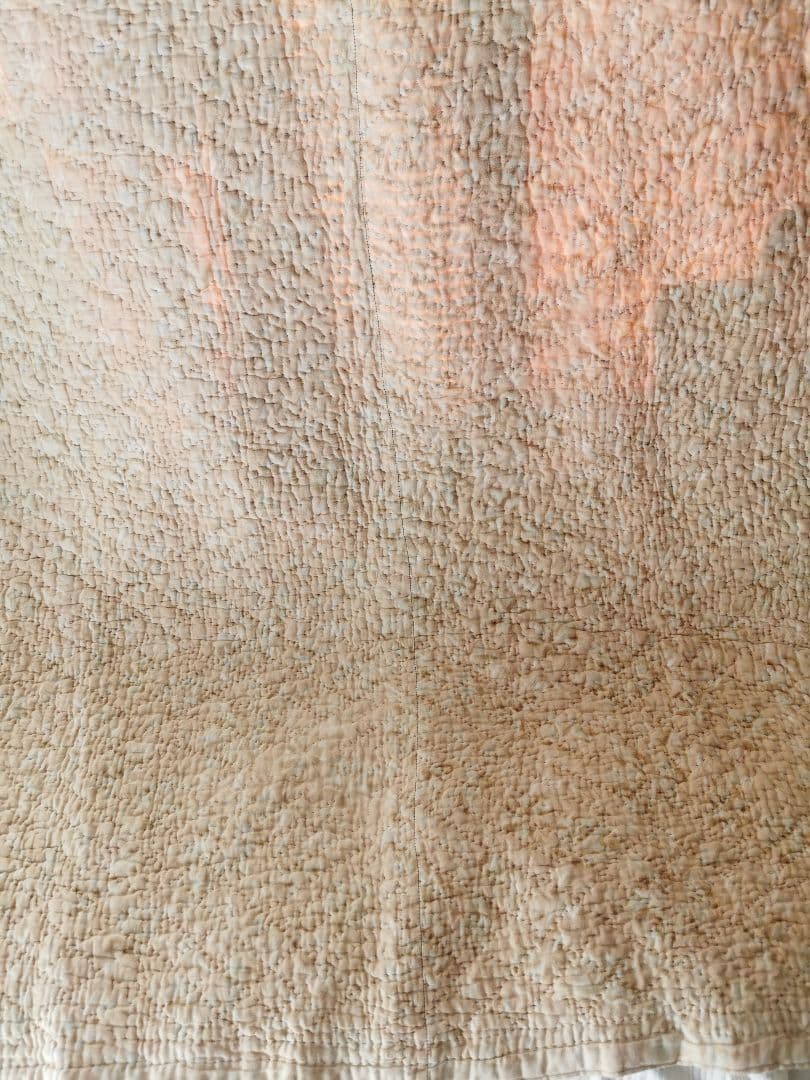 英国アンティーク ウェールズ/ダーラムキルト 肉厚ブティ風 ベージュボタニカル柄