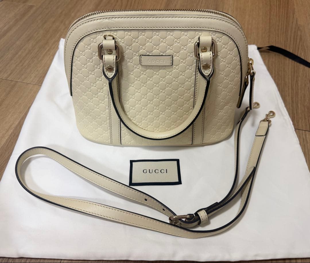 【極美品】GUCCI グッチ マイクロシマ 2wayバッグ アイボリー