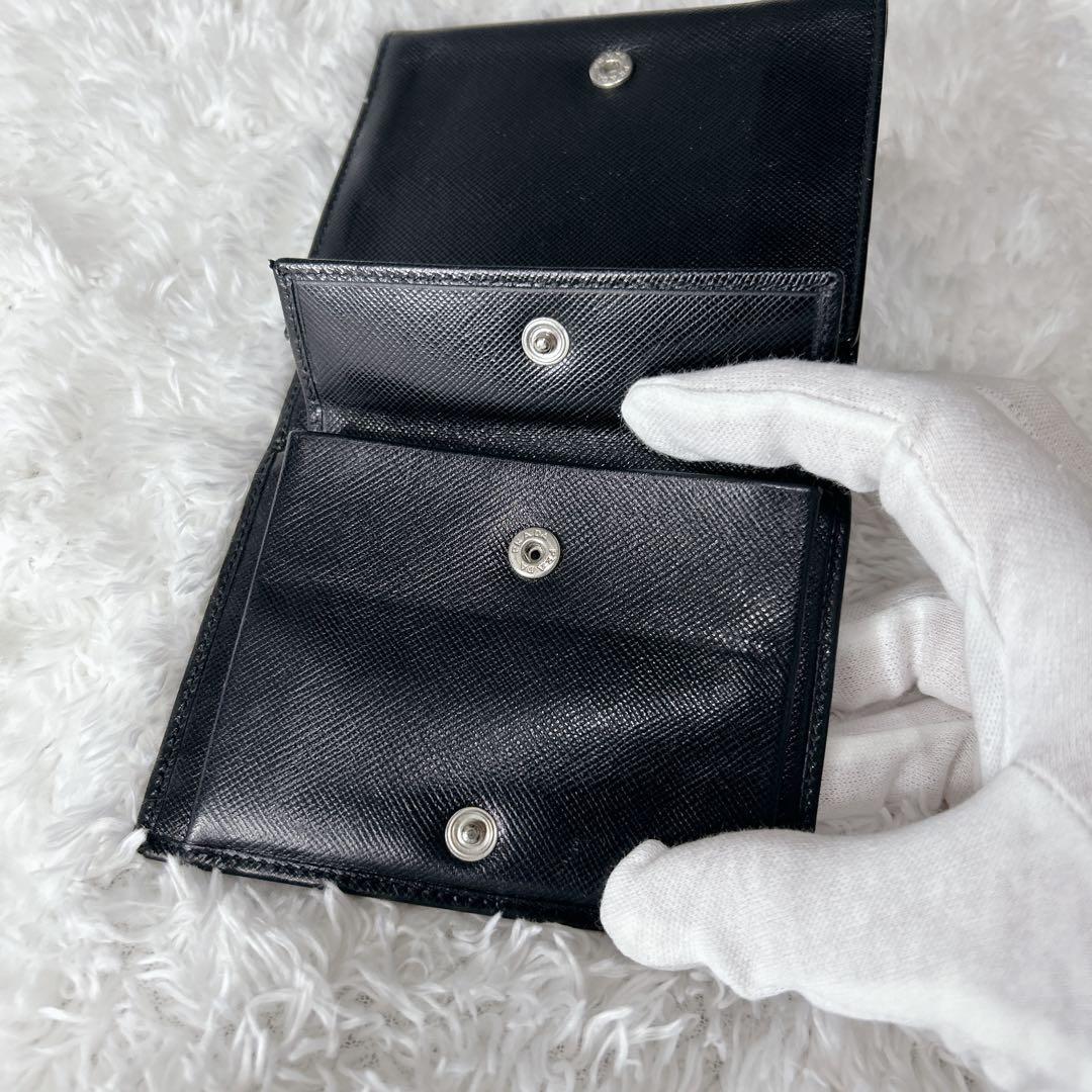 【美品✨️】PRADA プラダ サフィアーノ 三つ折り財布 NERO
