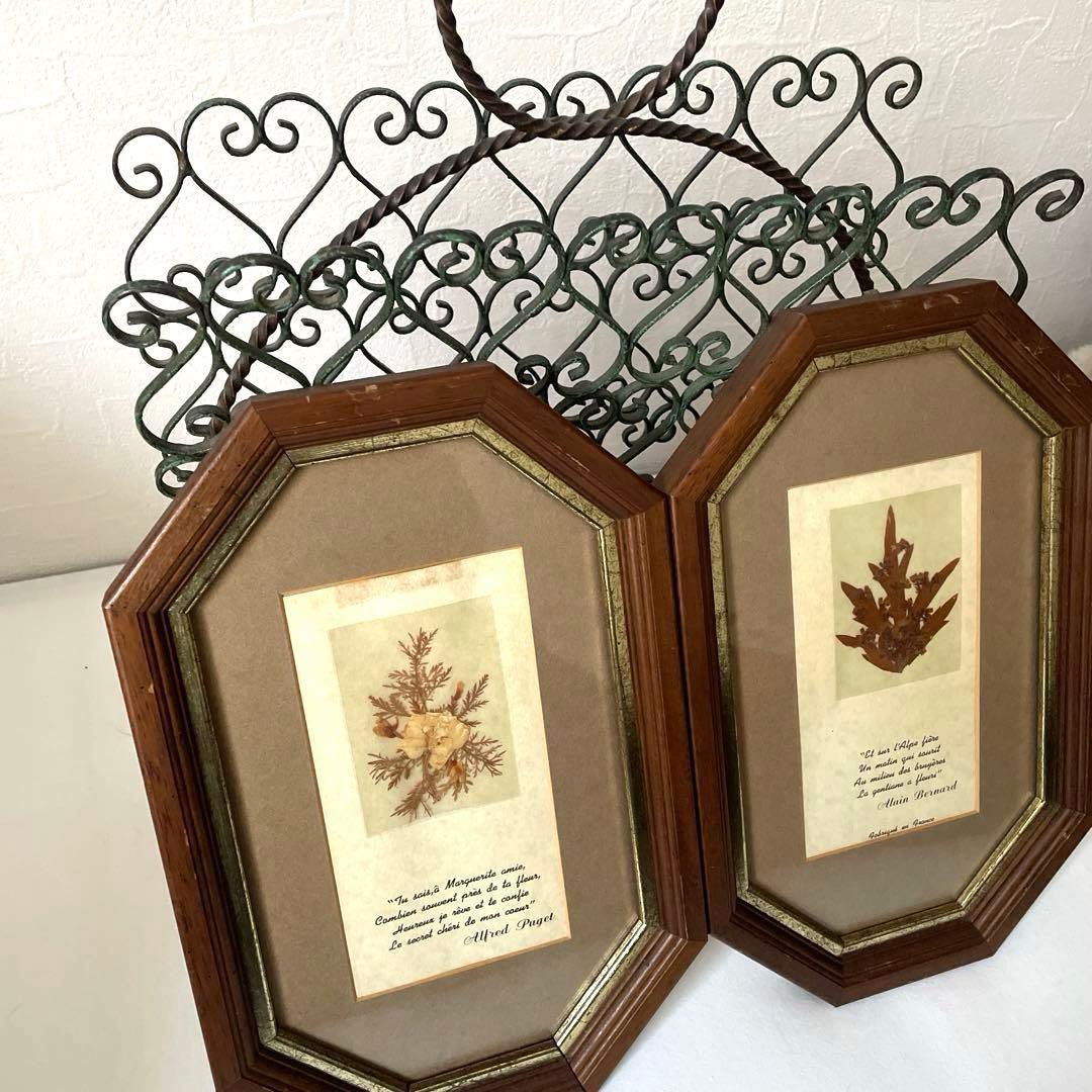 フランス製♡押し花アートフレーム♡幸せメッセージ入り♡ペア♡