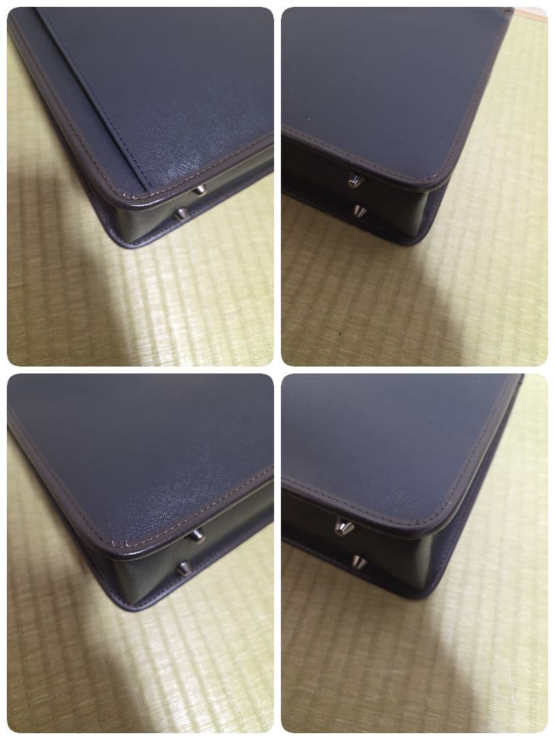 タケオキクチ ビジネスバッグ ダークブルー レザー A4 2WAY