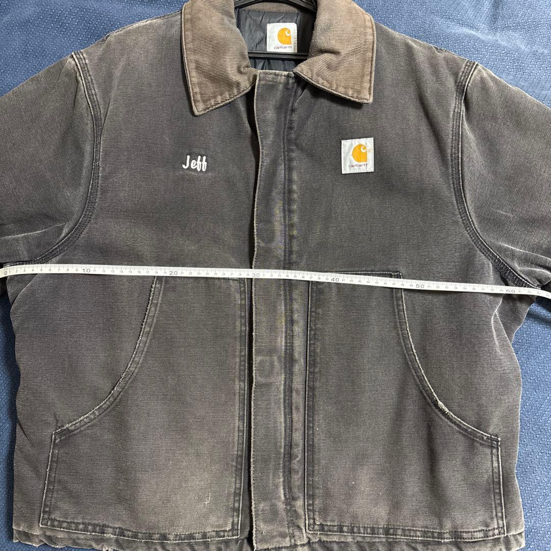 年末セールCarhartt ダークグレー デトロイトジャケット Jeff刺繍付き