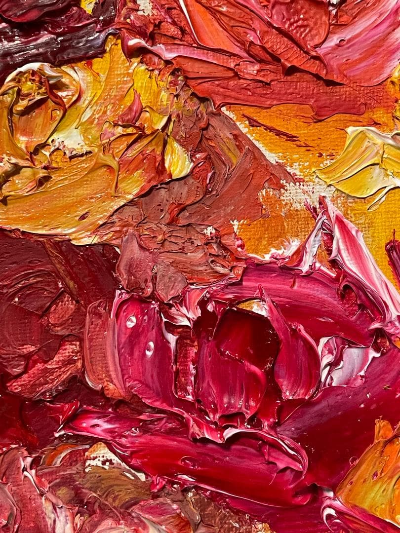 「真作」縄稚輝雄「薔薇」静物画　油彩画　額装　サイン有り　F4号