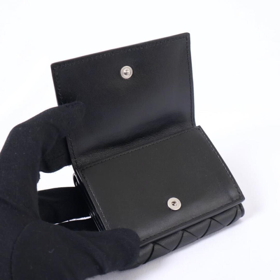 【超極美品】BOTTEGAVENETA 三つ折り財布　イントレチャート　黒