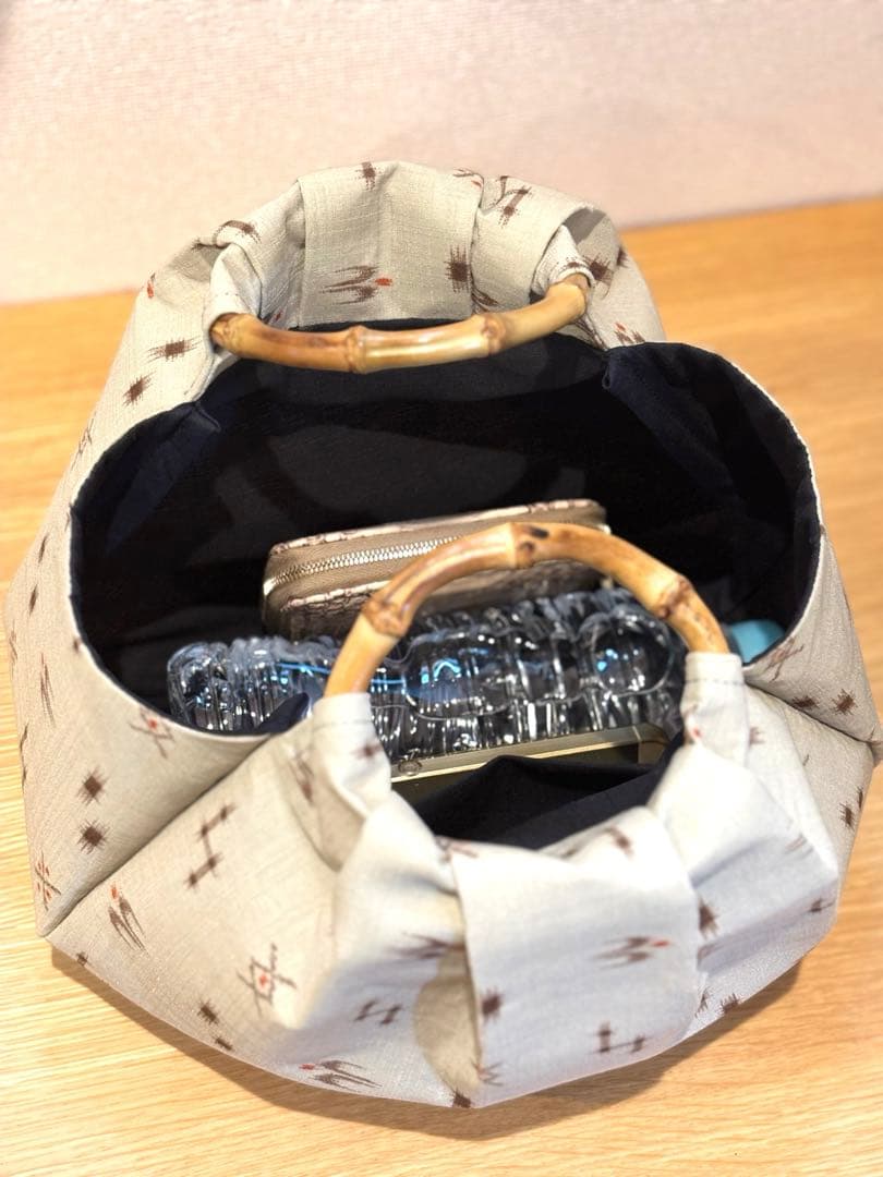 琉球柄　沖縄絣柄　モスグレー　和装バック・着物バック　入学卒業結婚式七五三振袖