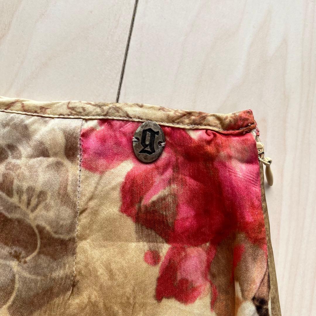 galliano ガリアーノ シルクスカート 花柄 漢字 総柄
