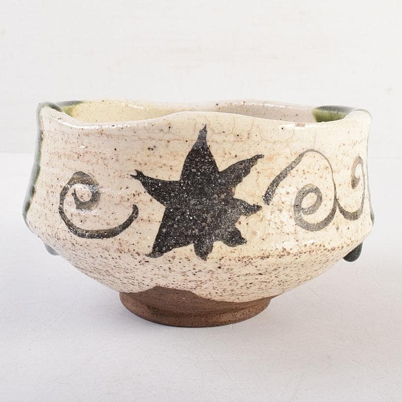 茶道具　加藤唐九郎（一ム斎）作　絵織部　茶碗　時代箱　C　R8826