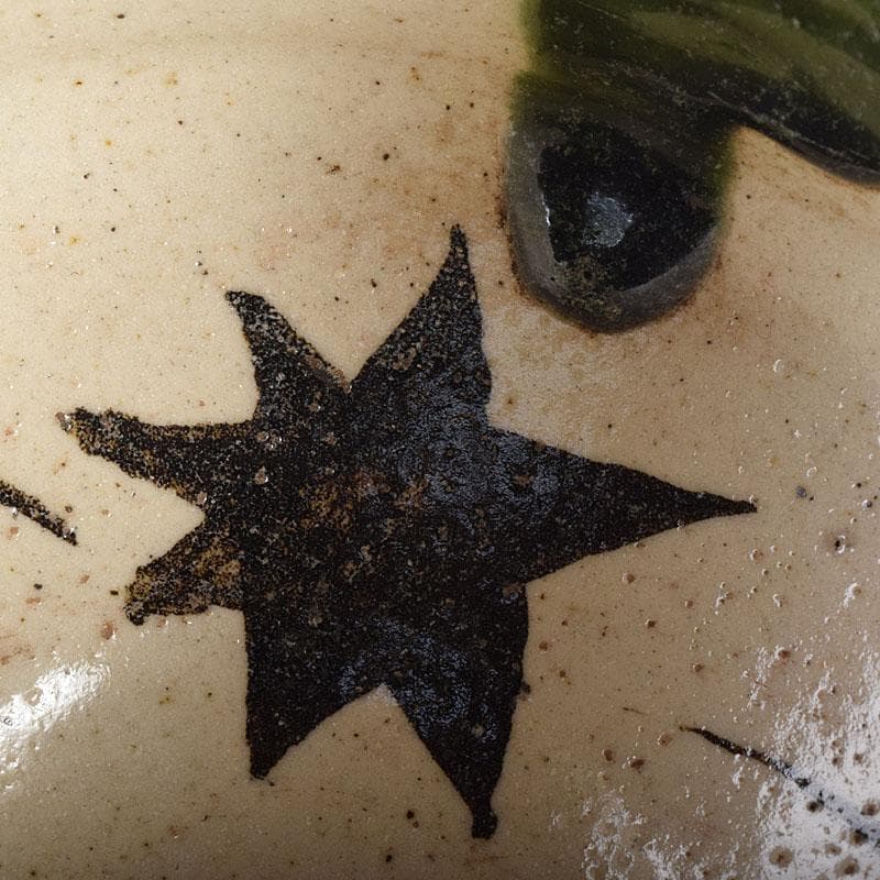 茶道具　加藤唐九郎（一ム斎）作　絵織部　茶碗　時代箱　C　R8826