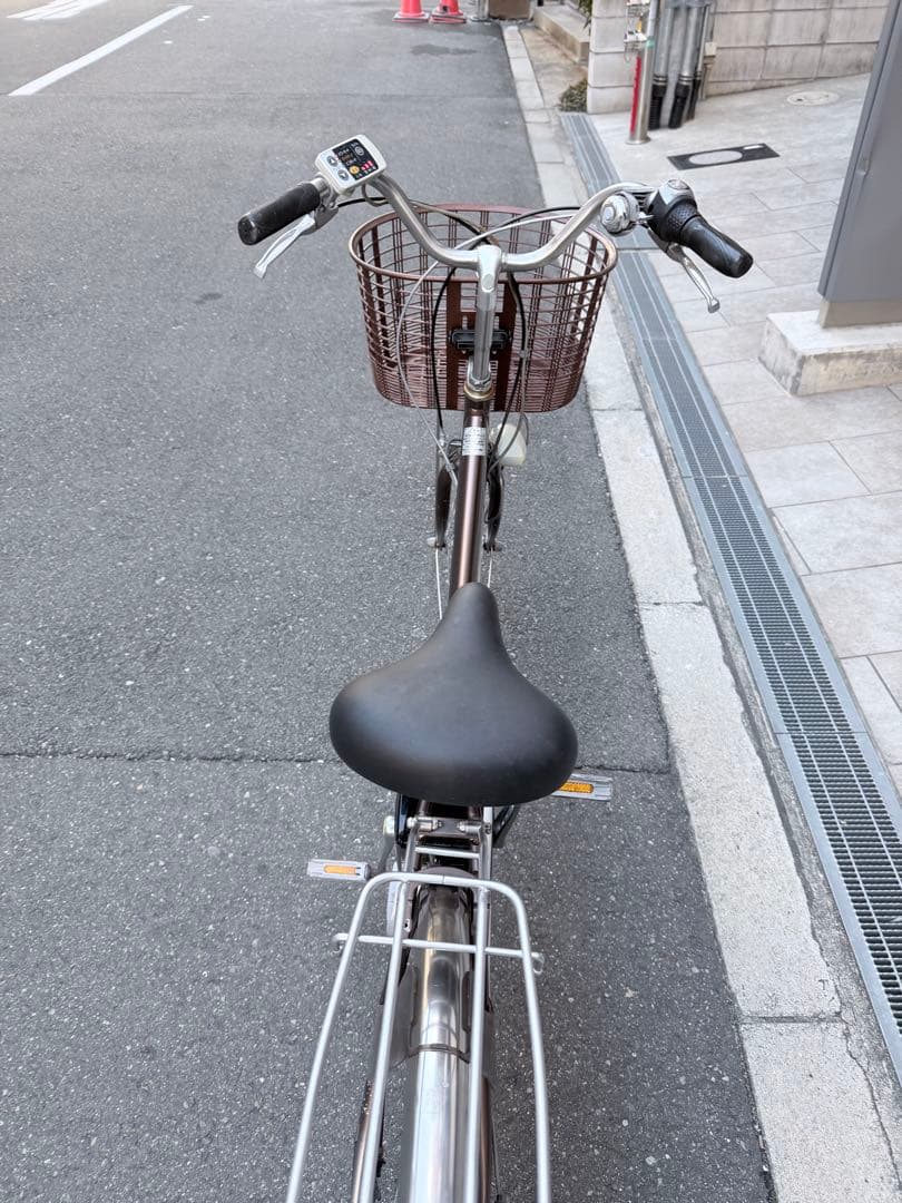 大阪府　パナソニック　電動アシスト自転車 ブラウン 前バスケット付き