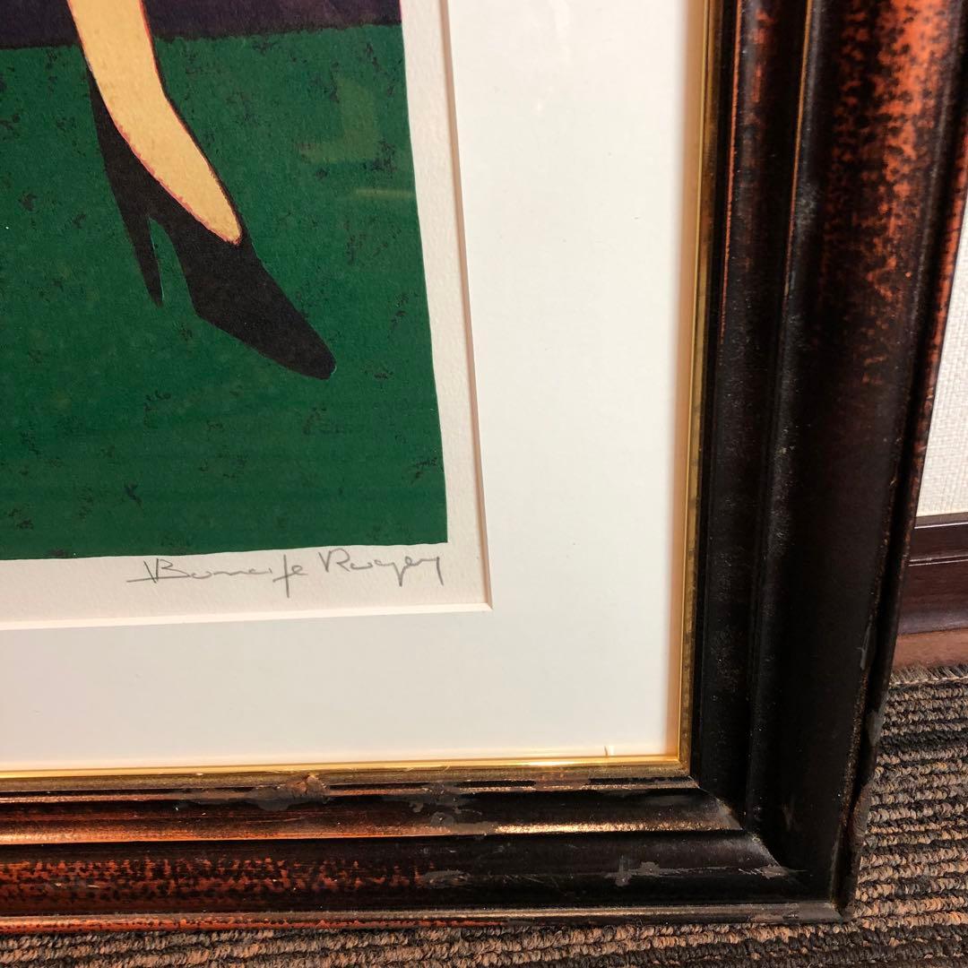 ロジェ・ボナフェ 「二人の少女」 リトグラフ　額縁付絵画　作家直筆サイン入り