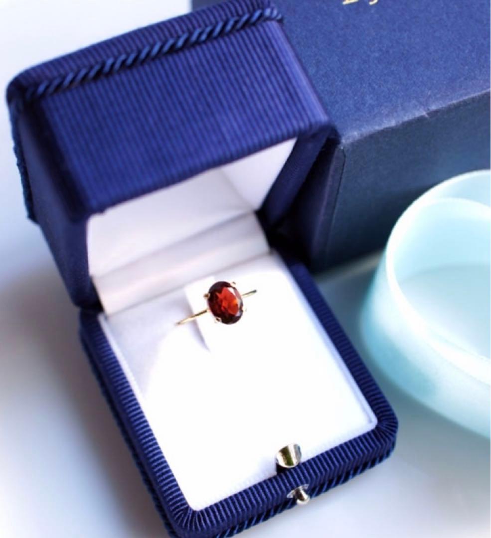 【定価￥39,200】K18ガーネットのオーバルカット爪留めリング　11号
