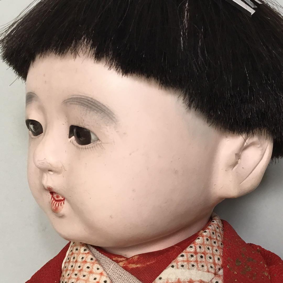 古い人形◆お座り人形　髷結い◆紙箱入り 抱き人形 昭和レトロ 日本人形