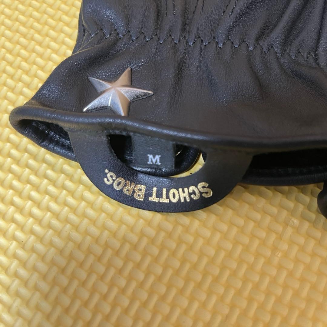 【セール】SCHOTT BROS. ブラックレザー手袋 Mサイズ