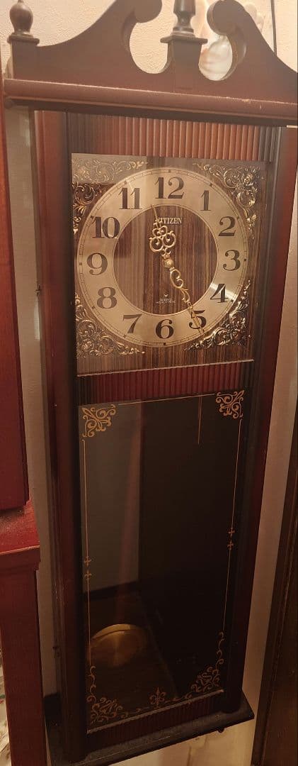 アンティーク昭和レトロ シチズン 壁掛け 柱時計 4MJ-13 クオーツ 振り子