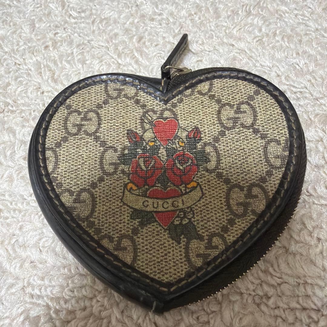 【ビバ 】GUCCI グッチ　丸型ケース　ハート　GG 小銭入れ