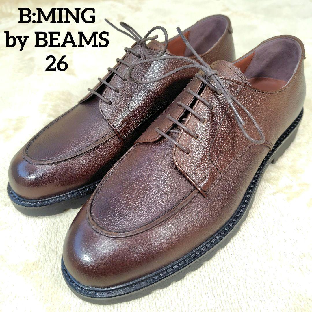 未使用級 B:MING by BEAMS Uチップ シューズ　ビジネス ブラウン
