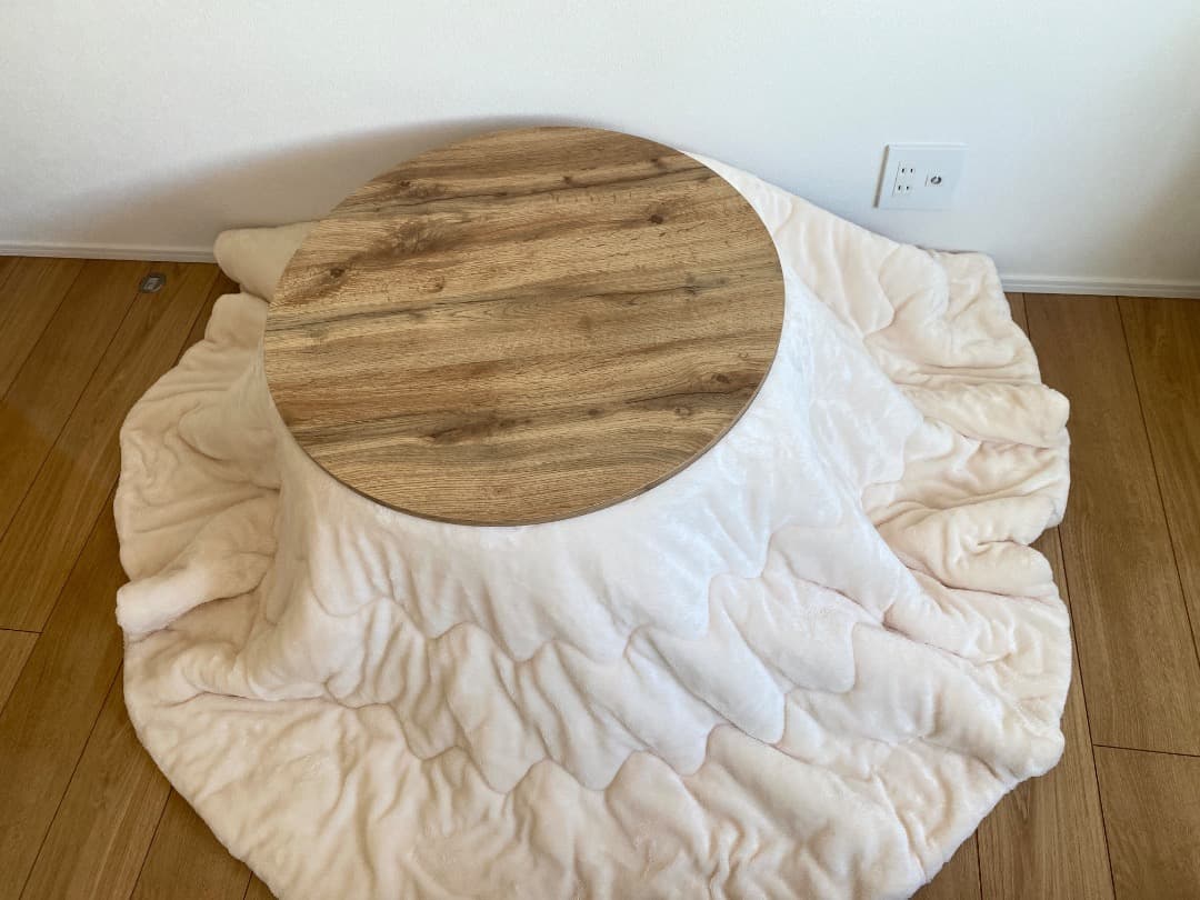 折りたたみ 丸型 こたつ＆布団セット・ナチュラル色 小さめ68cm