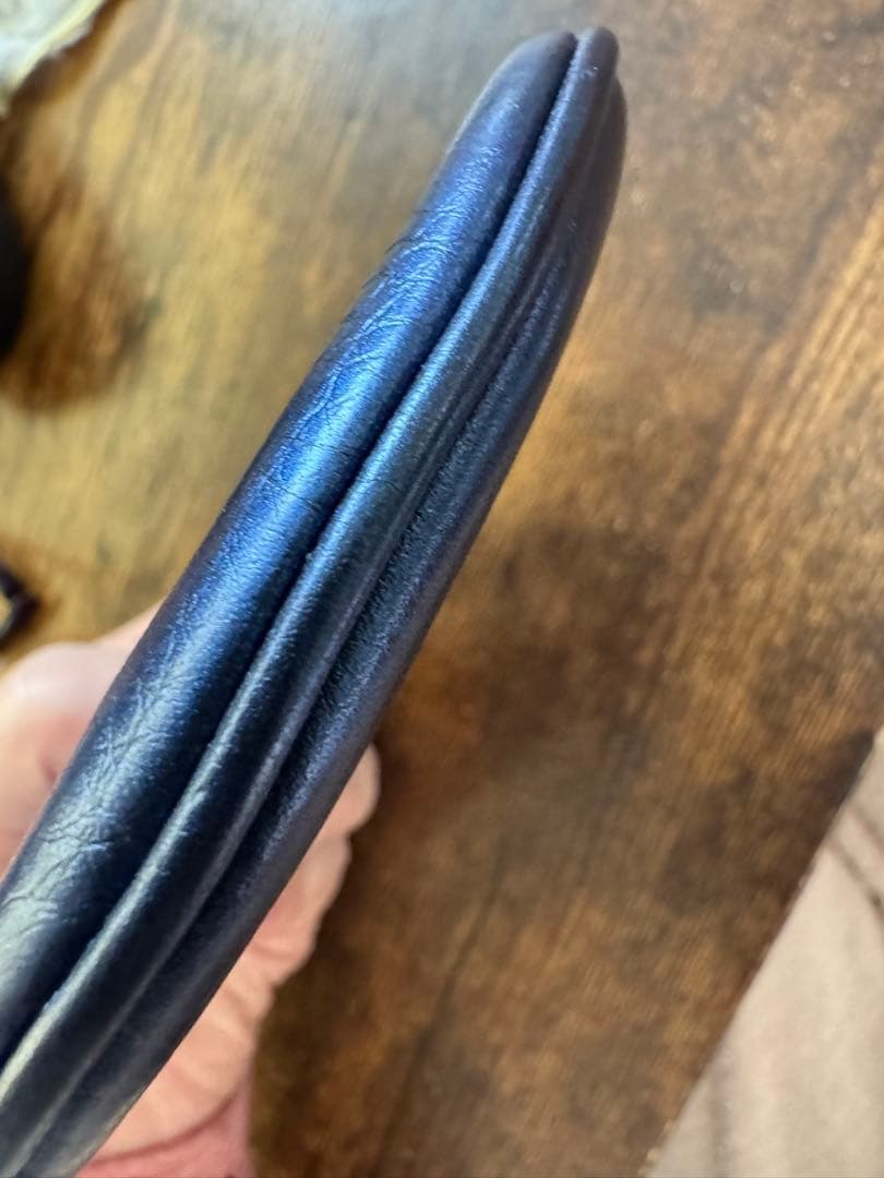 HIROFU オールレザー 円形 ケース ブルー ほぼ未使用