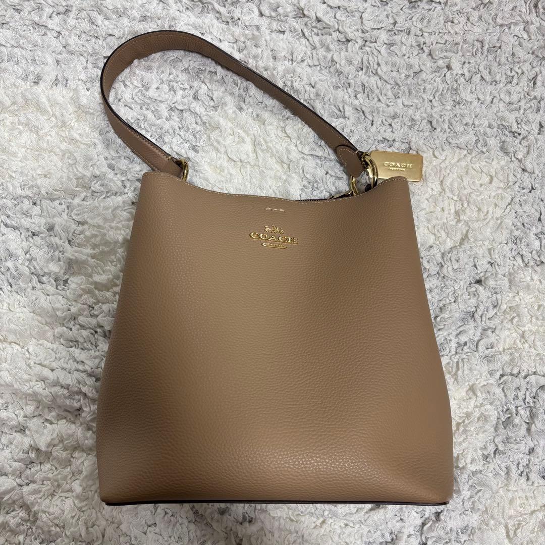 COACH ベージュ レザー バケットハンドバッグorショルダーバッグ