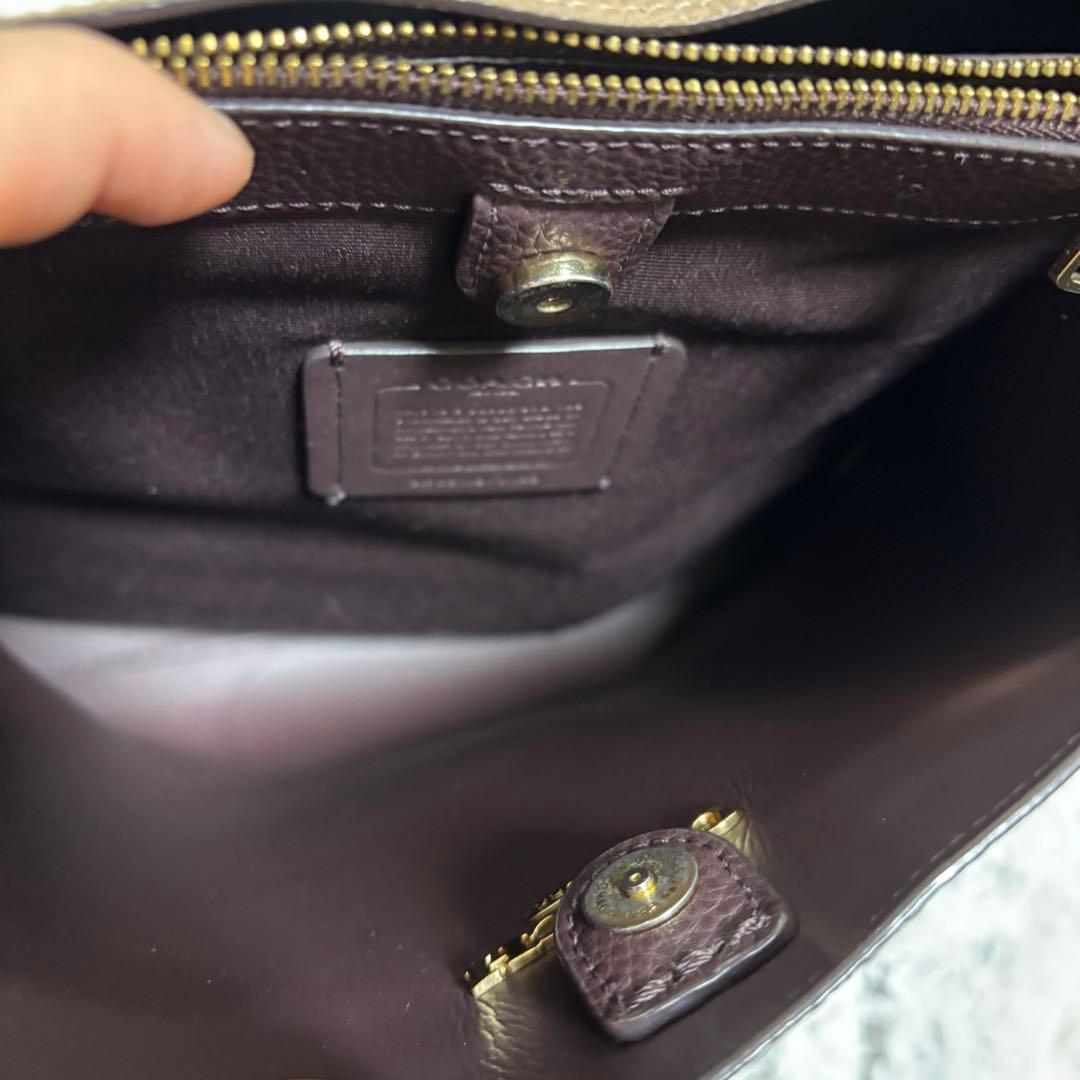 COACH ベージュ レザー バケットハンドバッグorショルダーバッグ
