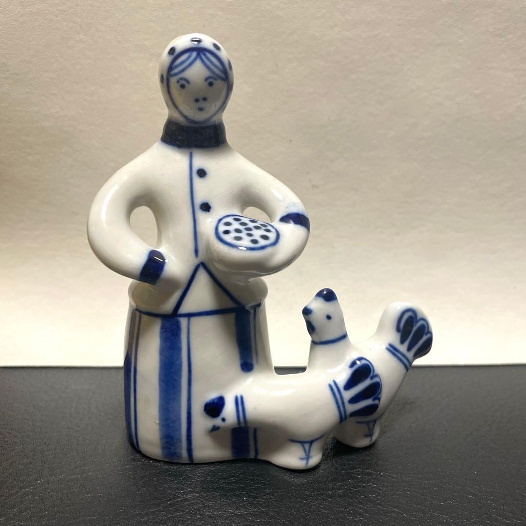 【希少】旧ソ連製 Gzhel グジェリ 陶磁器人Made in USSR ラベル