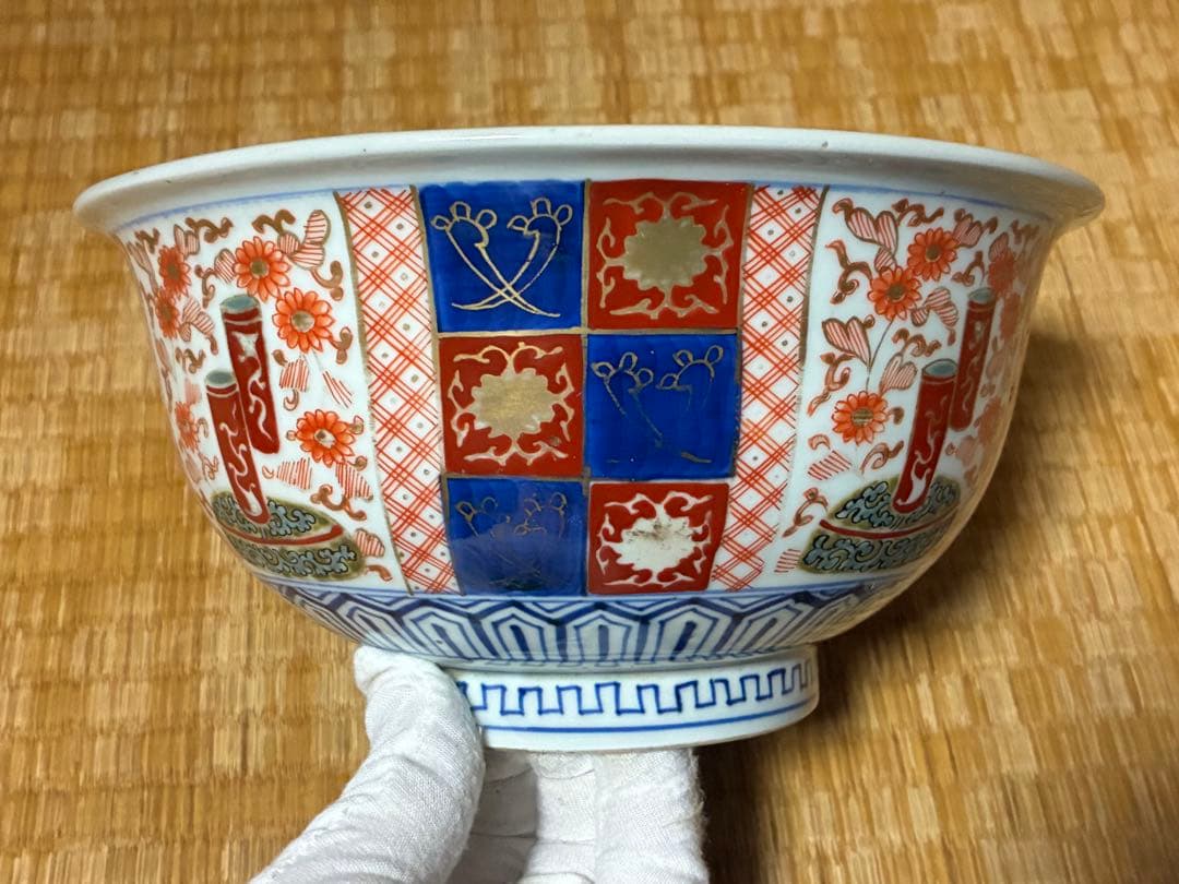 古伊万里 色絵 金彩 深鉢 水指 盛鉢 【太明成化年製】蓋付 有田焼 中国