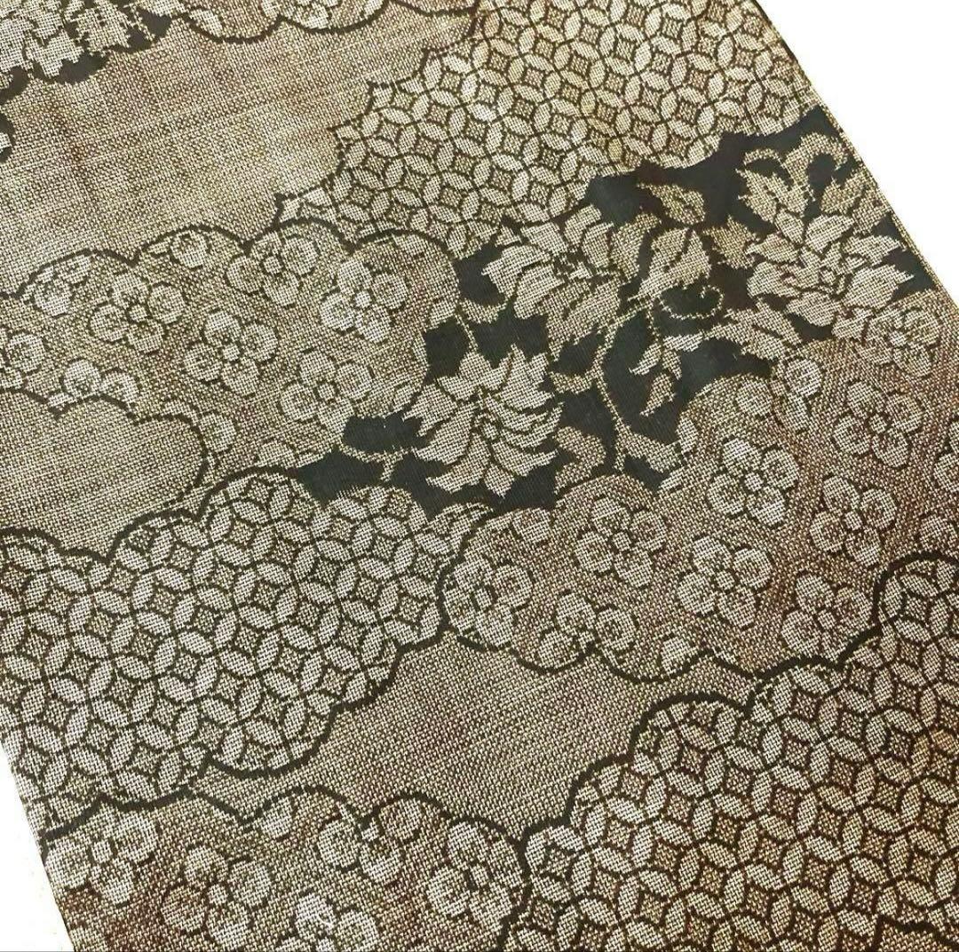 本場奄美大島紬 古代染泥染 雲取り 焦げ茶ブラック 証紙有り しつけ付き