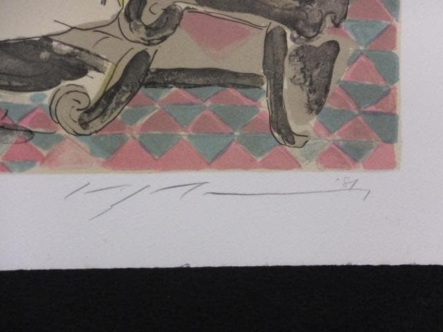 池田満寿夫　直筆サイン『おんな・おとこヨリ　逢い引き』リトグラフ 1010T