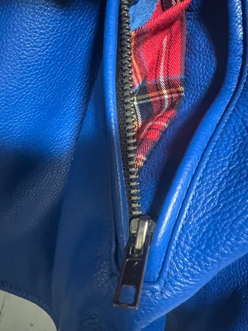 極限定 FORTIME ライダース レザージャケット シングル 青 2XLサイズ