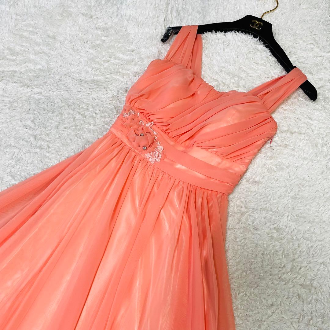希少✨エメ✨ステージドレス　演奏会 9号　サーモンピンク　ギャザーフレア
