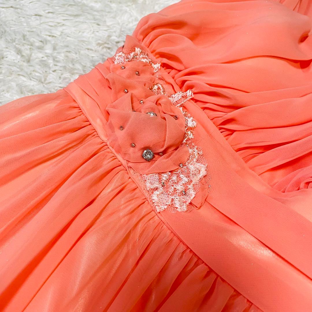 希少✨エメ✨ステージドレス　演奏会 9号　サーモンピンク　ギャザーフレア