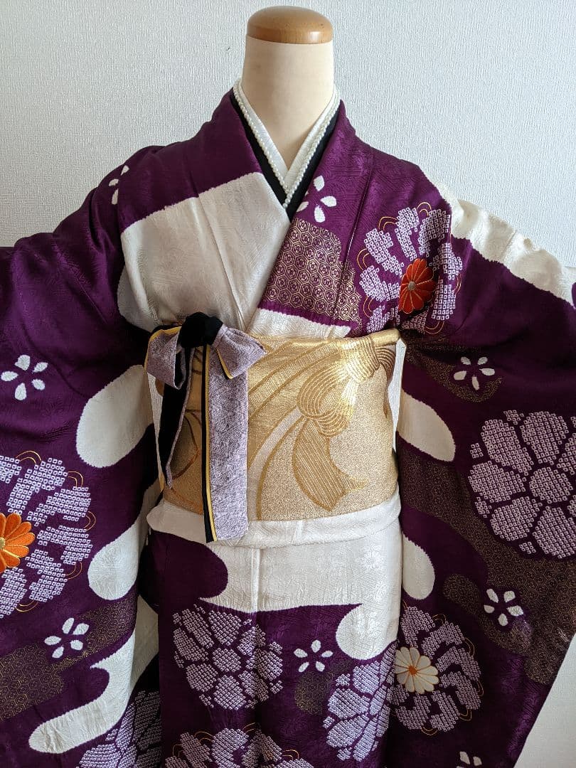 ◆成人式・結婚式 アンティークお振袖【✨鈴乃屋のお振袖】正絹 パープル