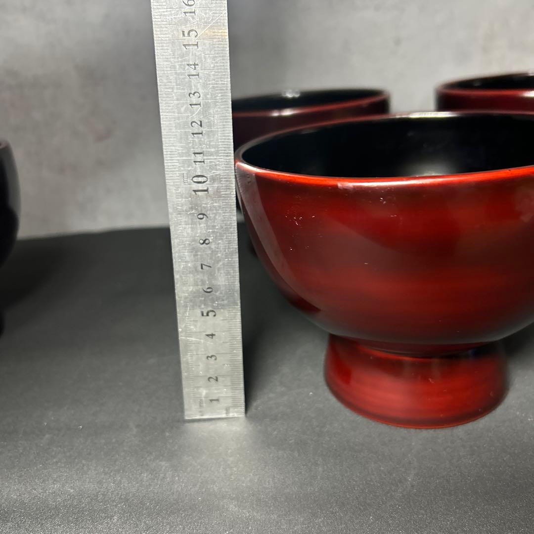 合鹿椀　輪島塗り　溜塗り　赤塗り5客