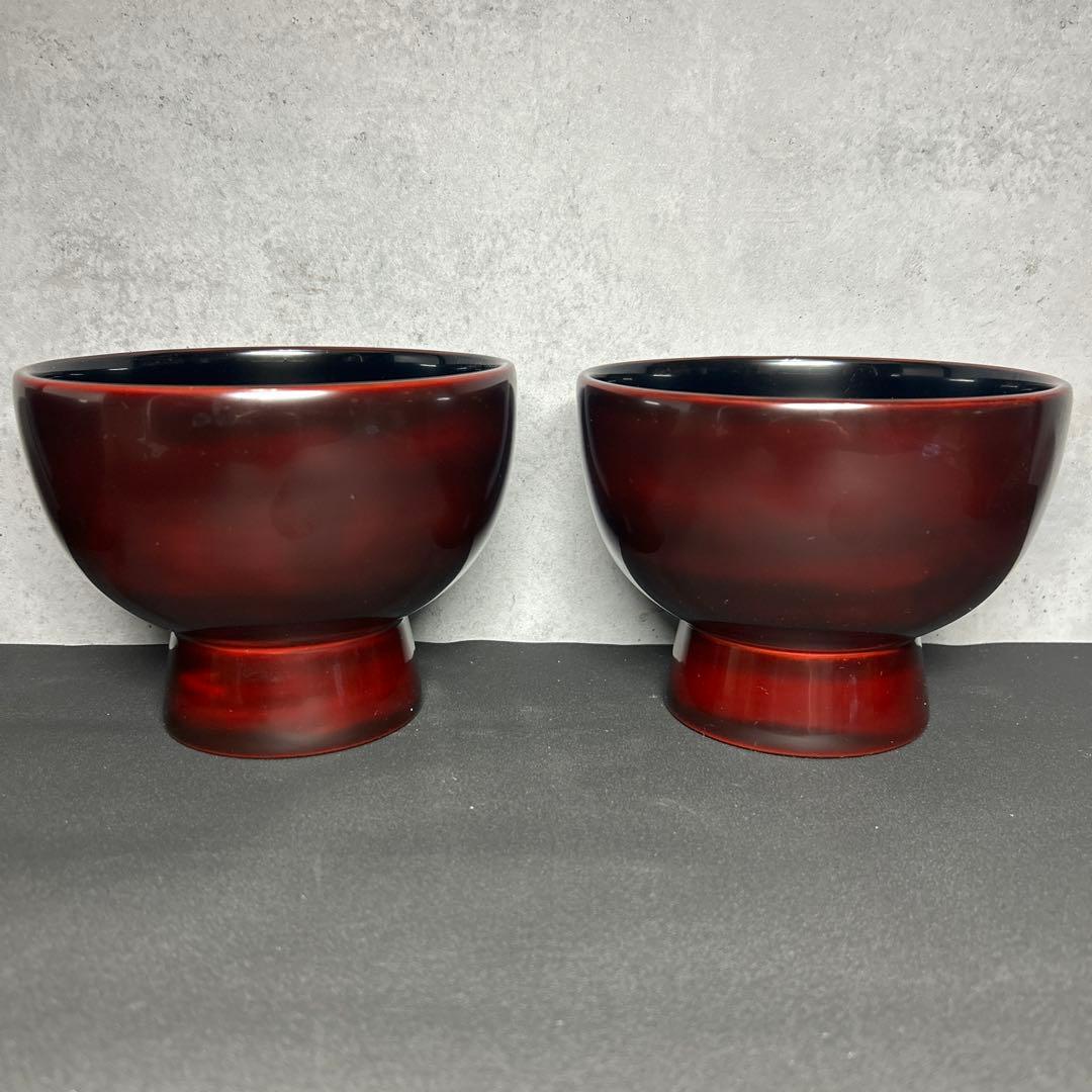 合鹿椀　輪島塗り　溜塗り　赤塗り5客