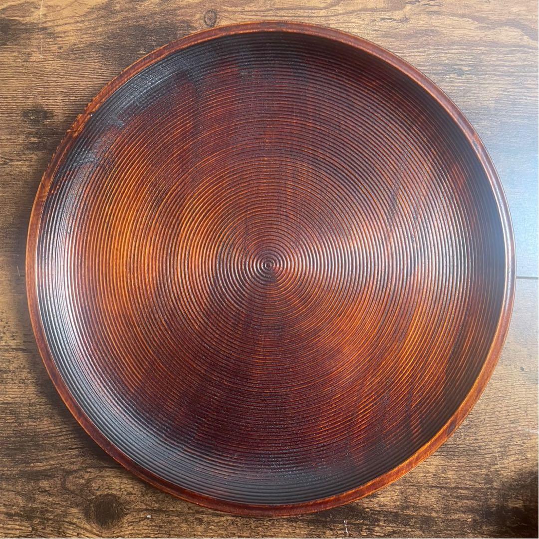 木製漆器　丸盆5客　36cm 独楽盆　お盆