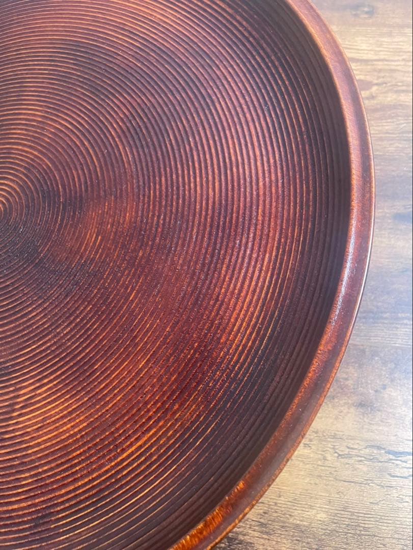 木製漆器　丸盆5客　36cm 独楽盆　お盆