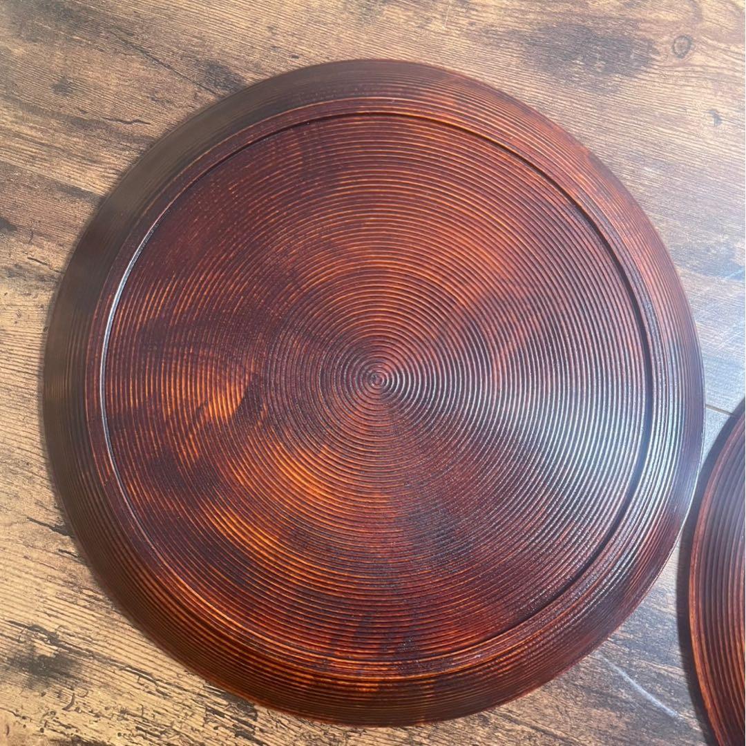 木製漆器　丸盆5客　36cm 独楽盆　お盆