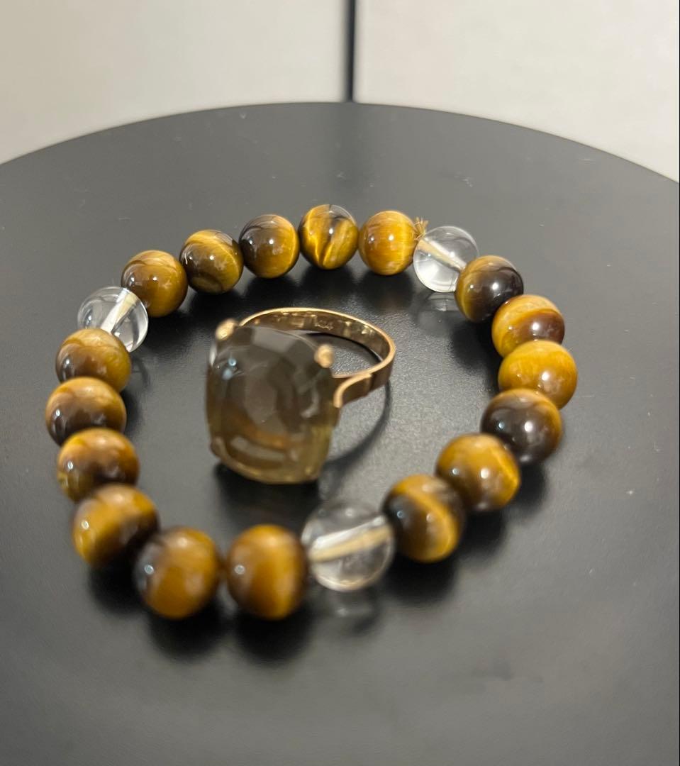 R60-タイガーアイとクリスタルのアクセサリーセット