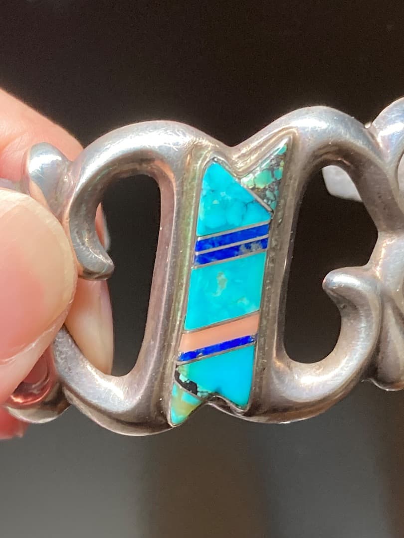 刻印 インディアン F.L.BEGAY インレイ ターコイズ シルバー バングル