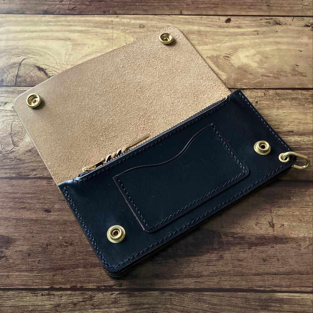 MARYAMホースバット トラッカーウォレット180（ロング）3層 茶芯ブラック