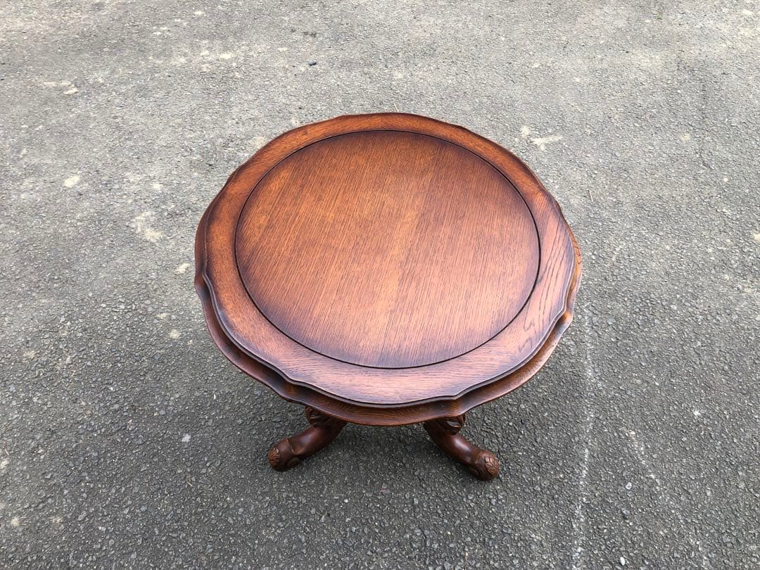 マホガニー無垢材 コーヒーテーブル アンティーク調木彫装飾 美しい木目のテーブル