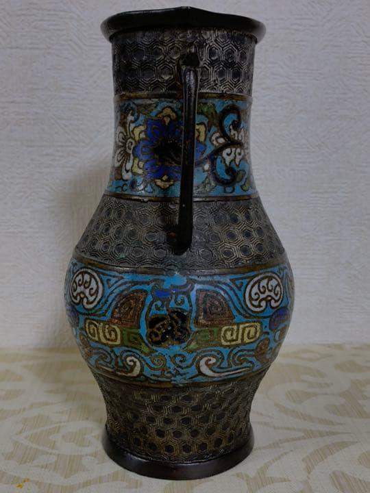 希少品］中国古美術　明時代七宝焼壺　古銅製