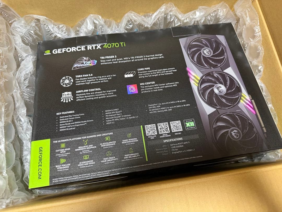 グラフィックボード・グラボ・ビデオカード MSI RTX4070Ti GAMING X TRIO 12G OC