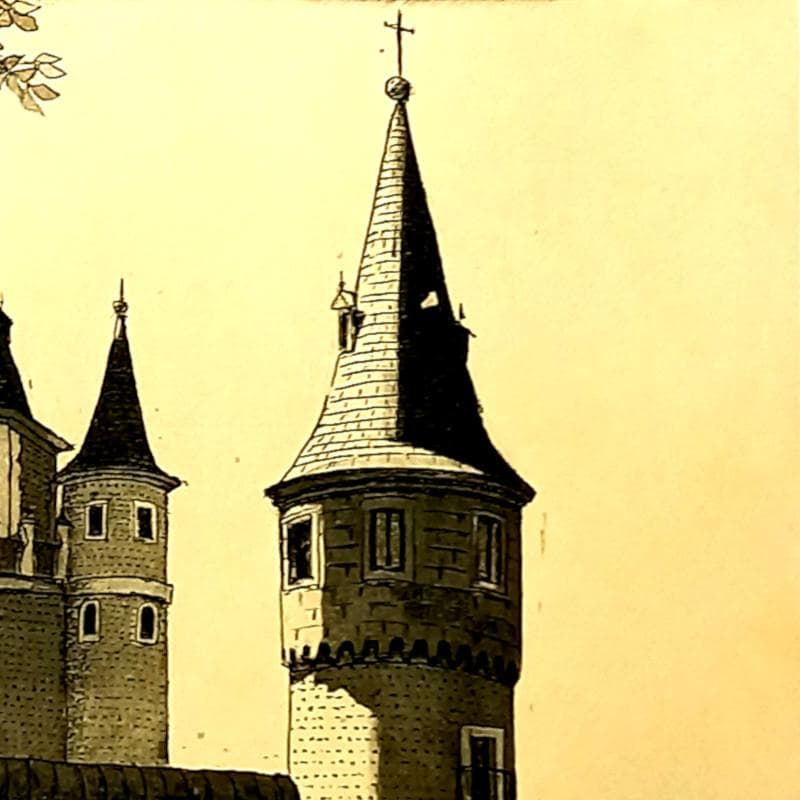 ☆菅間慧一☆「 白雪姫の城（スペイン） 」銅版画　四ツサイズ　未使用額！