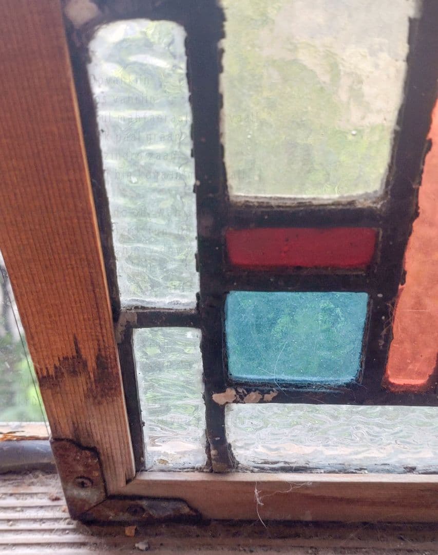 英国アンティーク／100年以上前のステンドグラス　窓枠　ドア