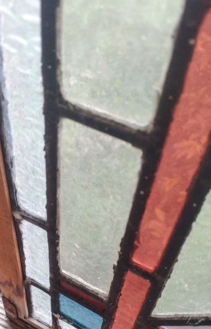 英国アンティーク／100年以上前のステンドグラス　窓枠　ドア