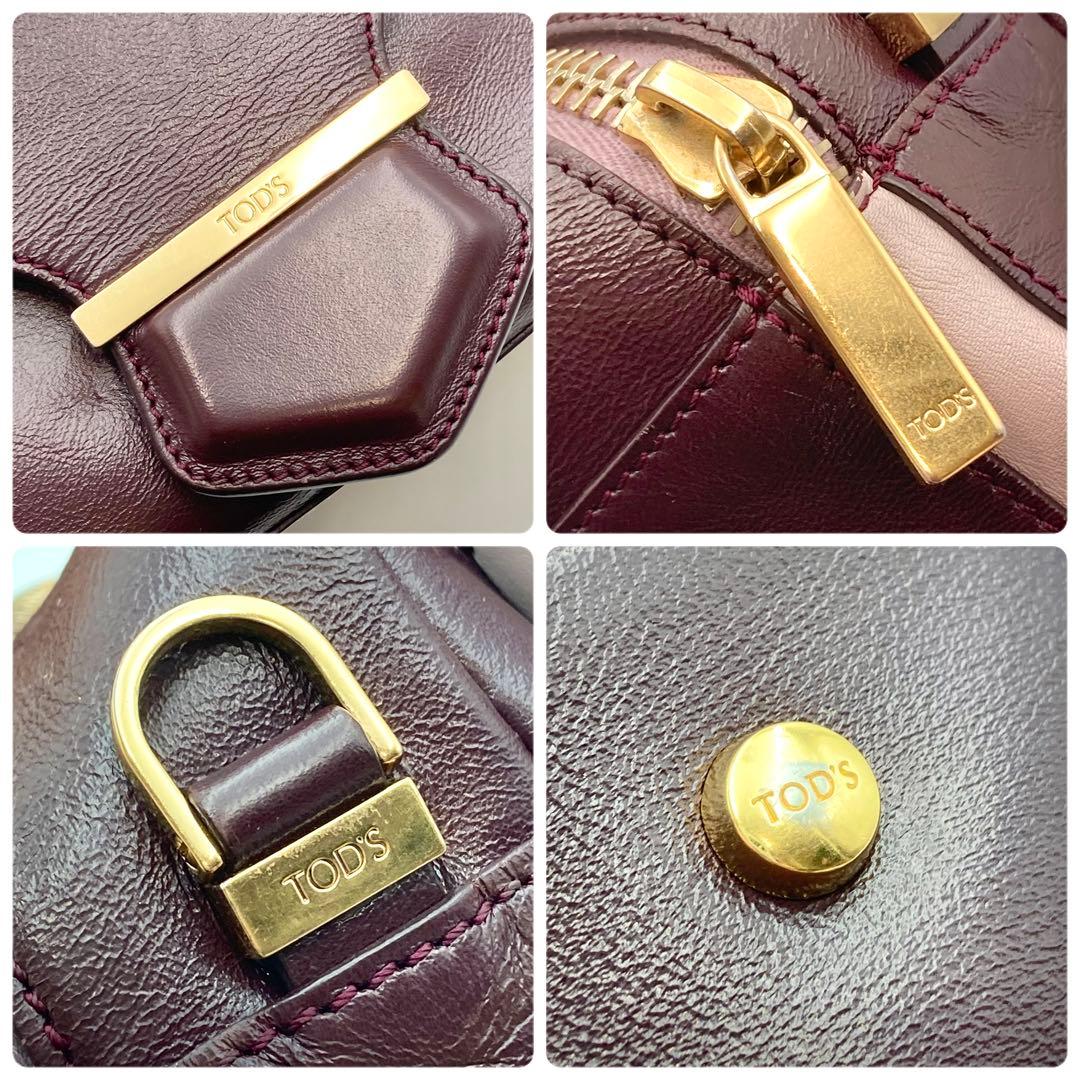 マッキー✨TOD'S ハンドバッグ 2way 光沢レザー バイカラー 希少