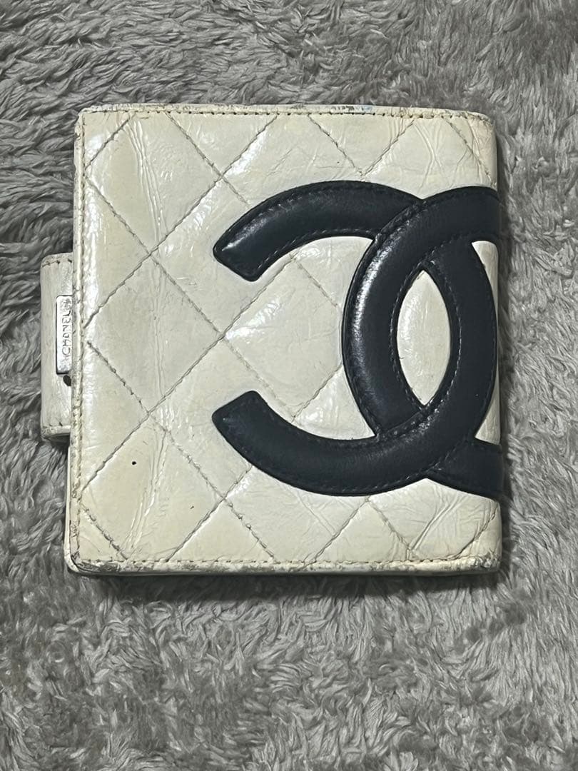 【HighBrandMaco】CHANEL二つ折り財布 ホワイト ブラック