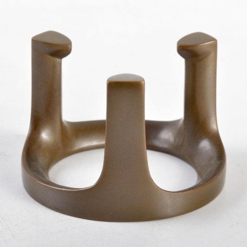 茶道具　唐銅風炉師　藤井宗喜作　砂張銅　五徳蓋置　共箱　V　R4657