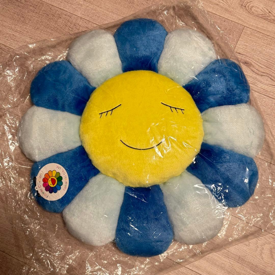 村上隆 お花 フラワークッション 60cm  ブルー kaikai kiki
